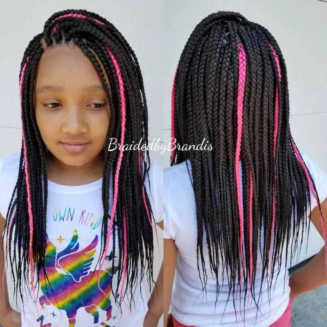 Pink highlights box braids