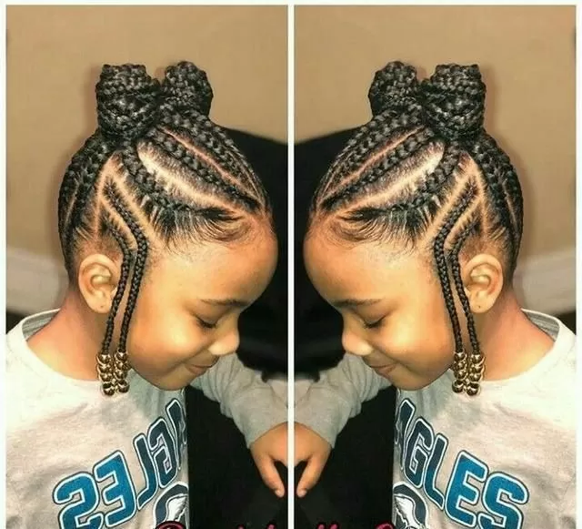 Reverse sides braid bun for girls