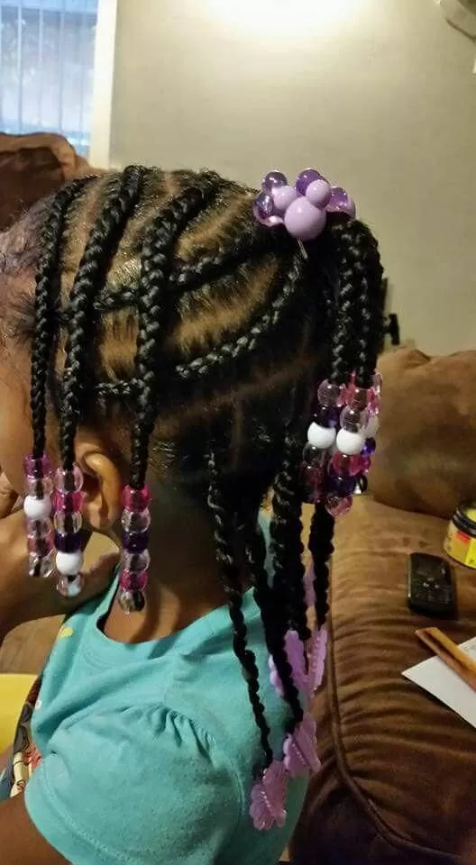 little girls braid and beads