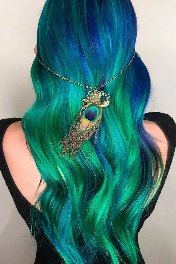 Long ad Vibrant Peacock Hair