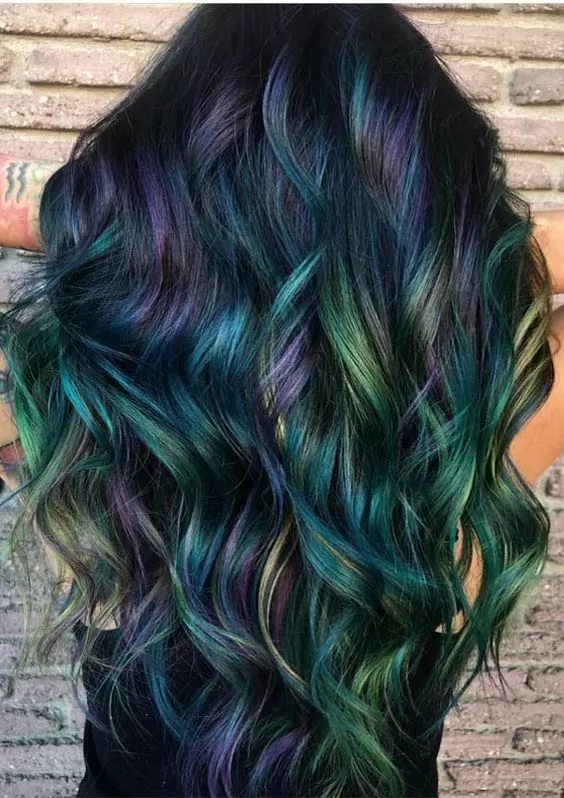Black Base with Peacock Highlights