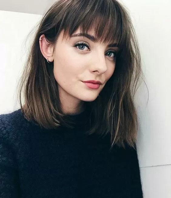 Relaxed Lob with Bangs