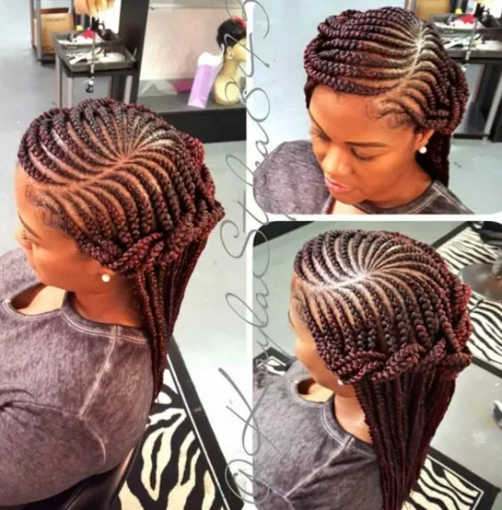 Red Halo Feed in Cornrows