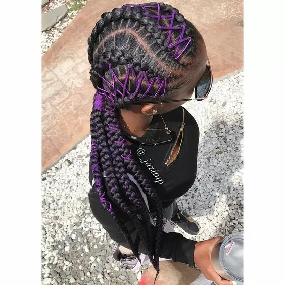 Purple Corset Feed In Braids