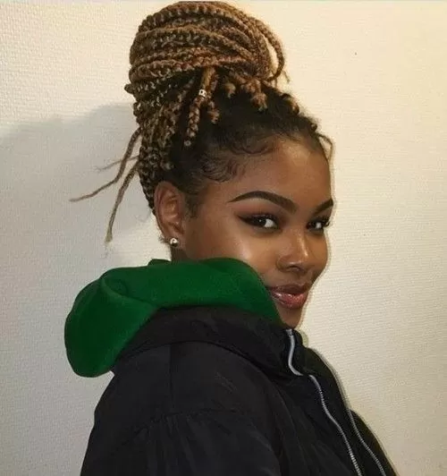 box braids bun updo