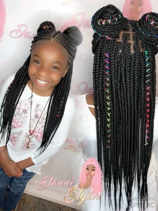 cornrow braided pigtails