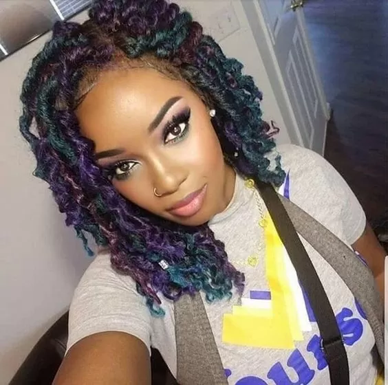 curly colored locs bob
