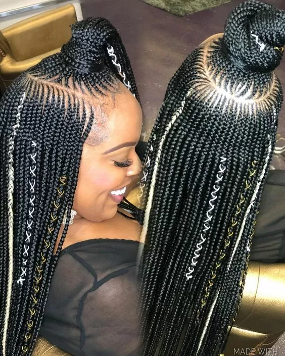 Feed-in half up ponytail