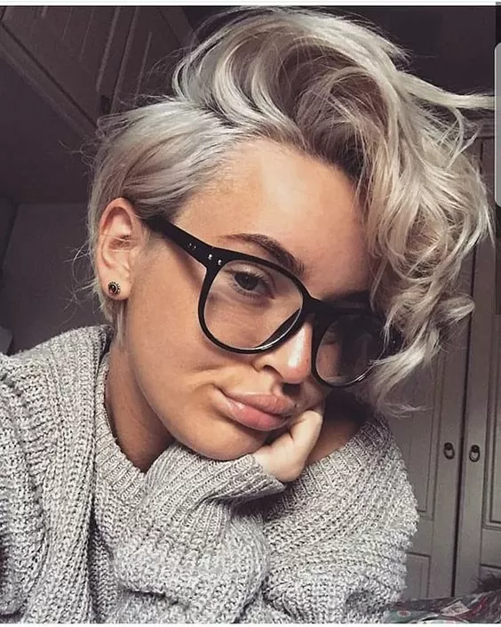 Asymmetric Pixie with Curled Side Swept Bangs