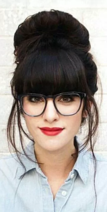 Retro Up-Do with Full Rounded Bangs