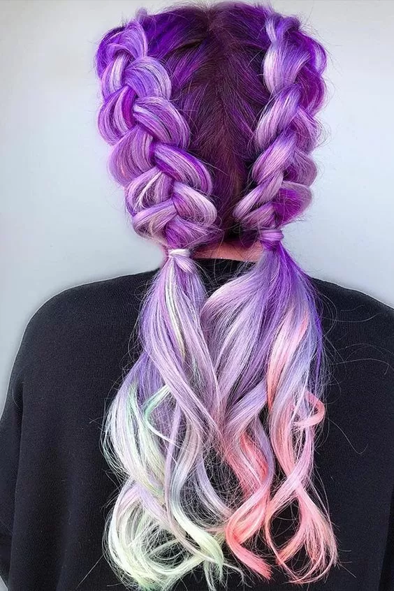 Lavender Balayage with Pastel Tips