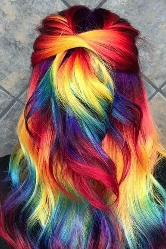 Vibrant and Bright Rainbow Hair