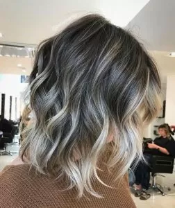 Ashy Grey Base with Icy Blonde Balayage