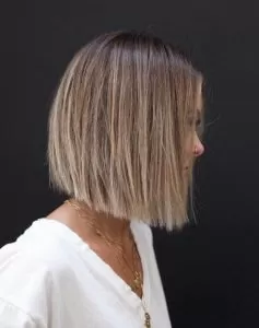 Sleek Bob with Golden Balayage