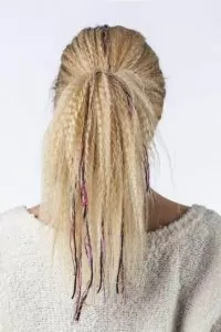 Crimped Ponytail with Yarn Extensions