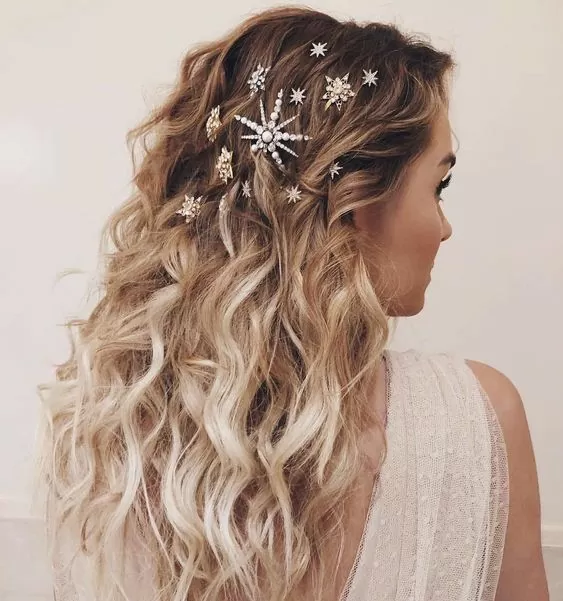star rhinestone clips wavy