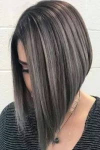 assymetrical gray bob