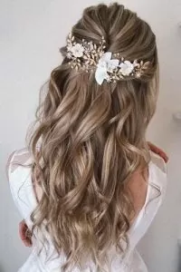 flower clip half up bride
