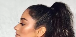 High Ponytail side braid pony
