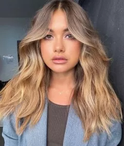 Balayage with Curtain Bangs