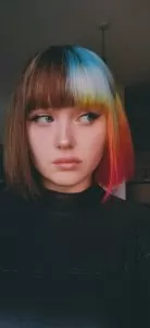 Split brown and manic panic firery hair colors