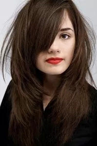 side bang mocha hair