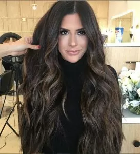 long wavy mocha hair