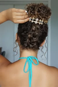 clipped braid messy bun