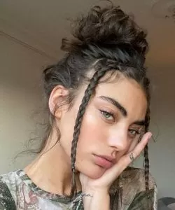 front braid messy curly