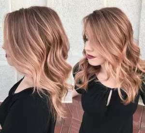 ombre balayage rose gold