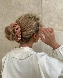 pink scrunchie bun
