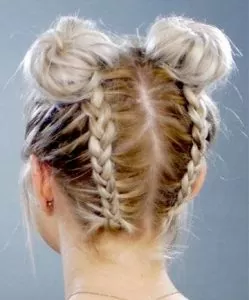 braids to space bun short