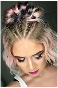three mini braids bun short