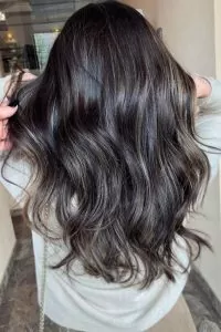 dark ash brown hair with lowlights