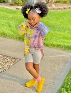 curly pigtails and bows little girls