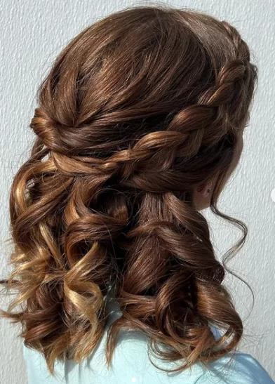 big curls wedding half updo